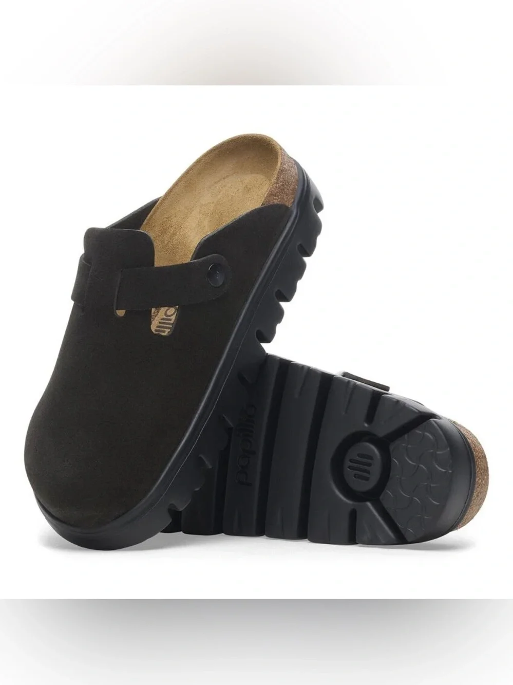 Birkenstock Black Suede Slip-On Comfort Clog Birkenstock Boston Chunky Women's